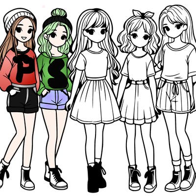 a group of five girls