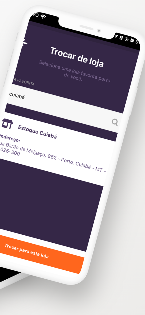 Easy Buy Brasil - Interface for selecting a micro market location in the Easy Buy Brasil mobile app