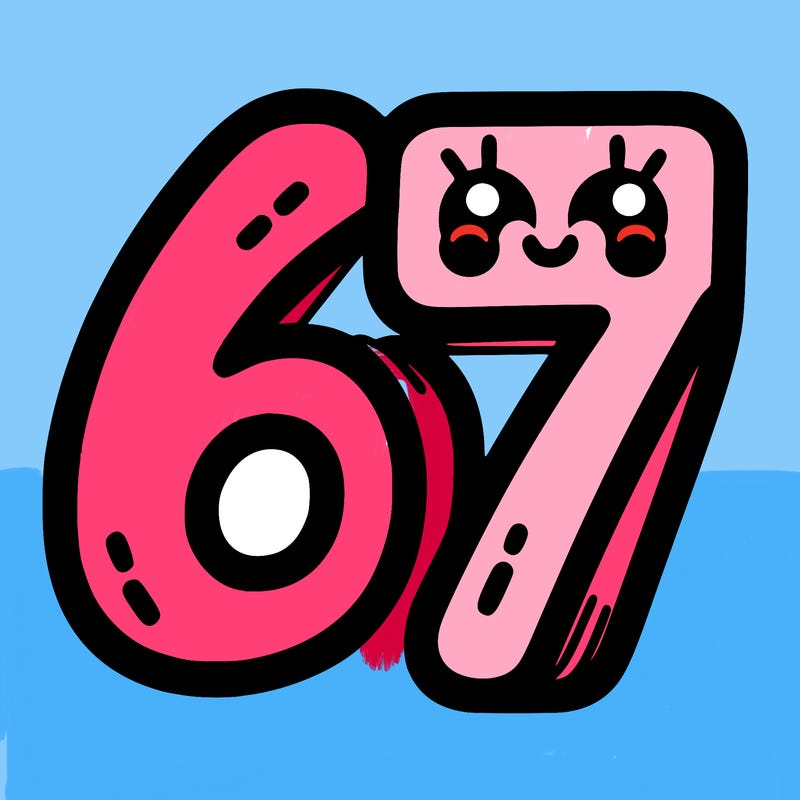 the numbers 67