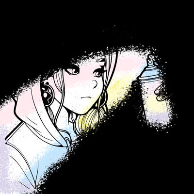 a realistic girl, spray painting