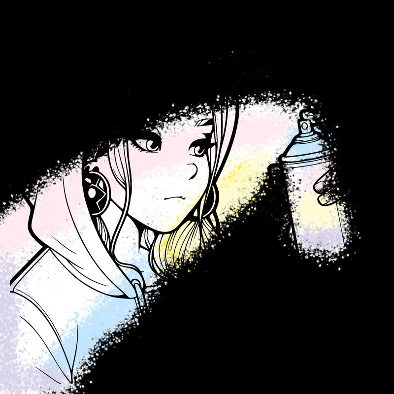 a realistic girl, spray painting