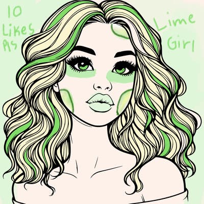 realistic girl with wavy hair and lips