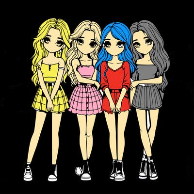 a group of girls realistic