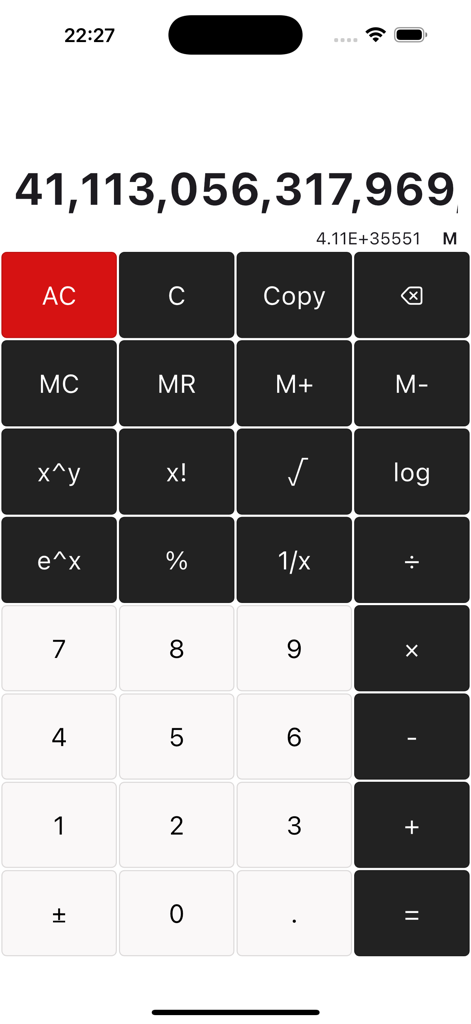 Big Number Calculator Pro - Big Number Calculator Pro app showing large integers and scientific functions