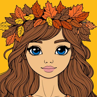 realistic girl with fall leaf crown
