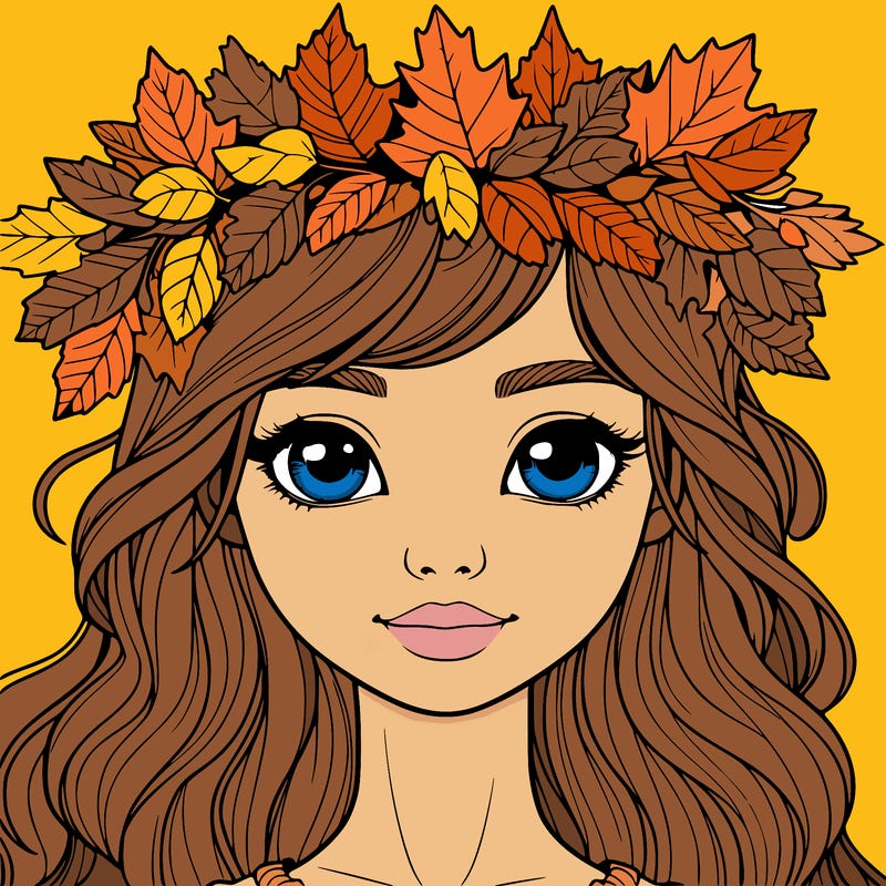 realistic girl with fall leaf crown