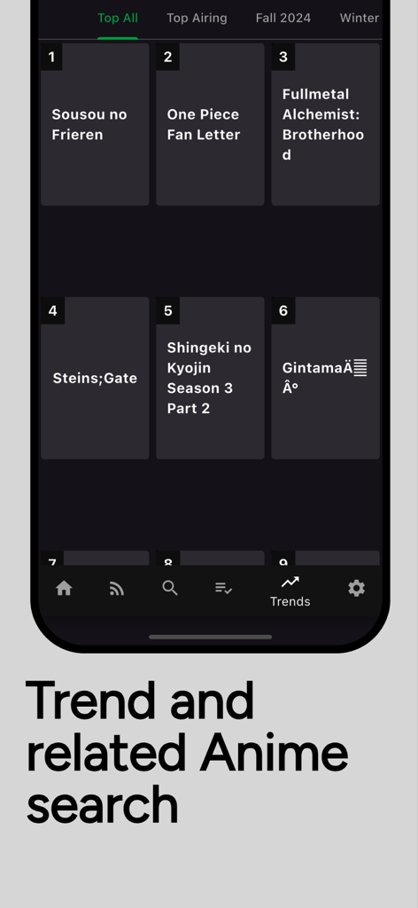 AnimeGO: Anime Search/Notify! - 인기 애니메이션 제목 목록과 최고 순위를 표시하는 AnimeGO 앱