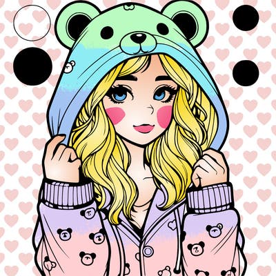 realistic girl in a animal pjs hoodie