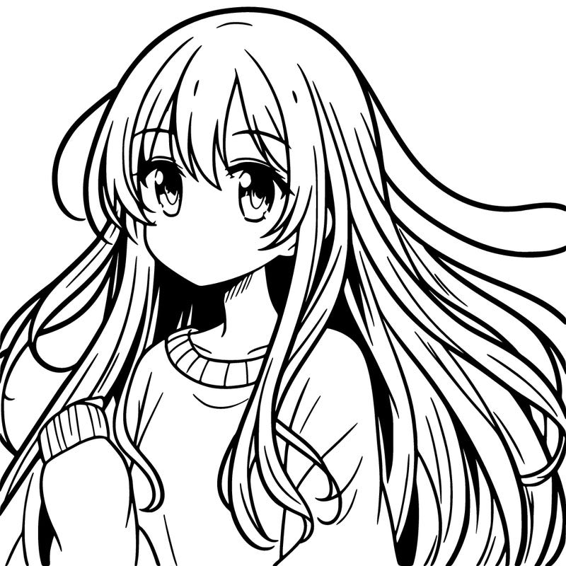 an anime girl with long hair