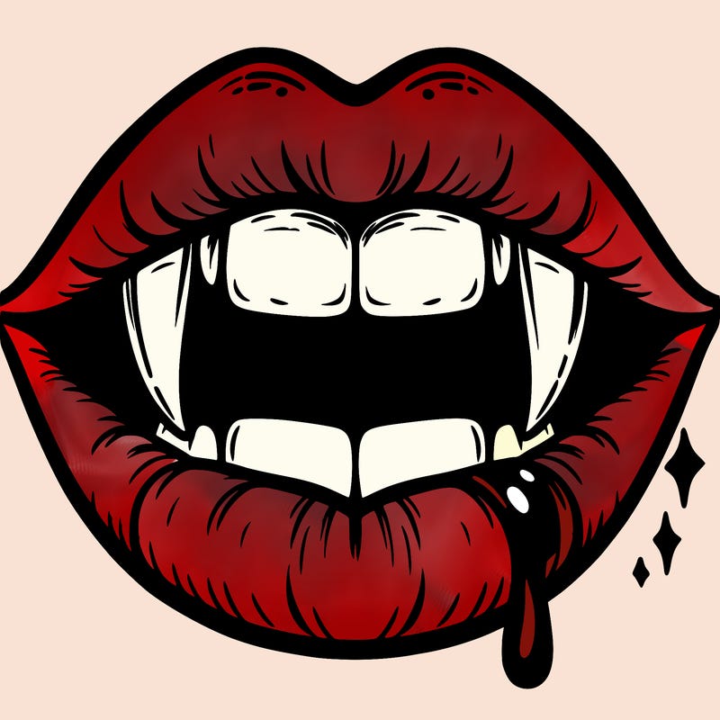 lips with vampire teeth