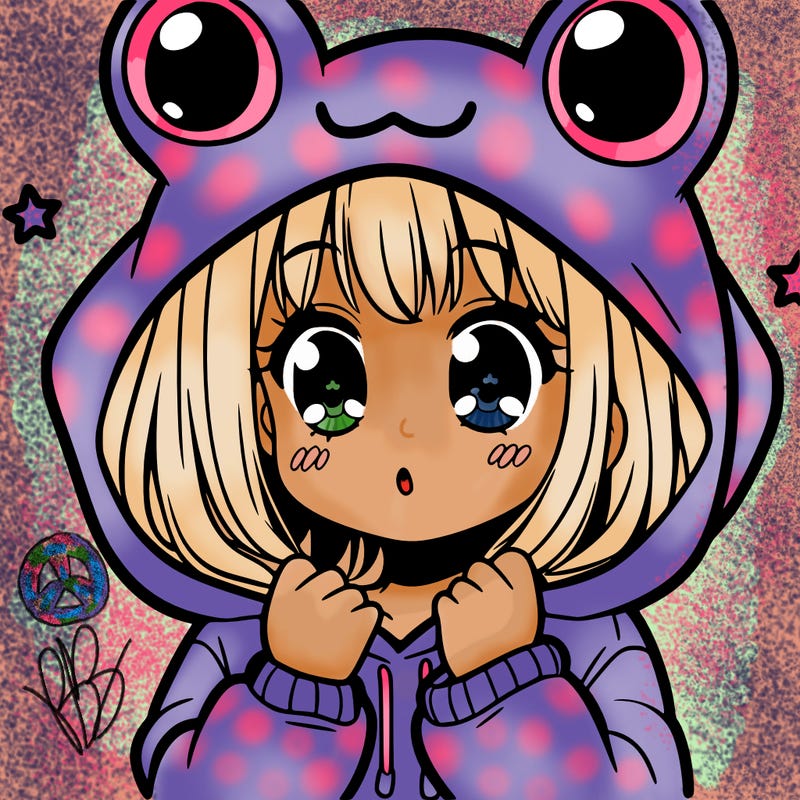 girl in in frog hoodie