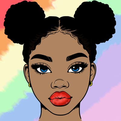 realistic black woman with two buns