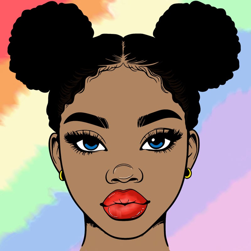 realistic black woman with two buns