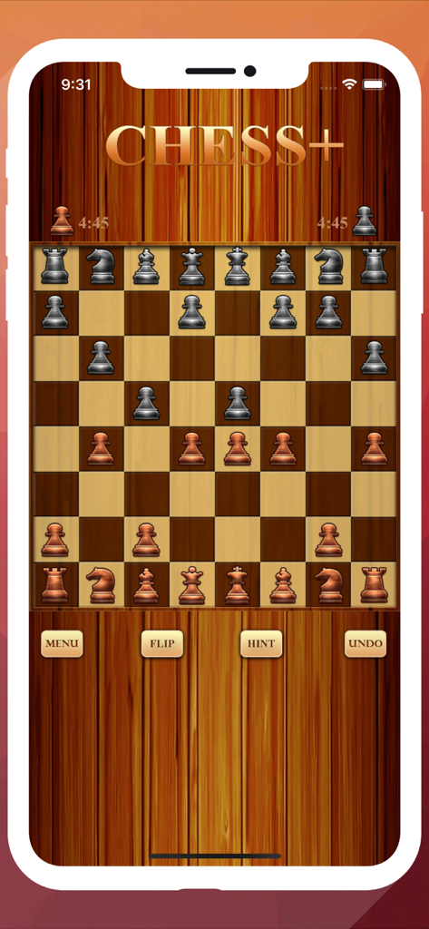 Classic chess game interface with silver and bronze pieces on a wooden board