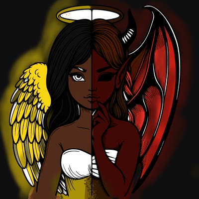 realistic angel half demon