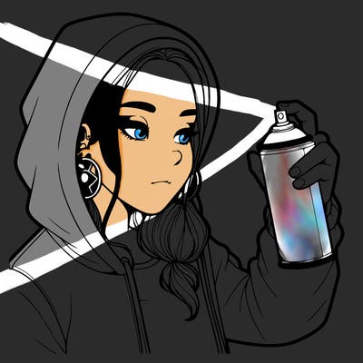 a realistic girl, spray painting