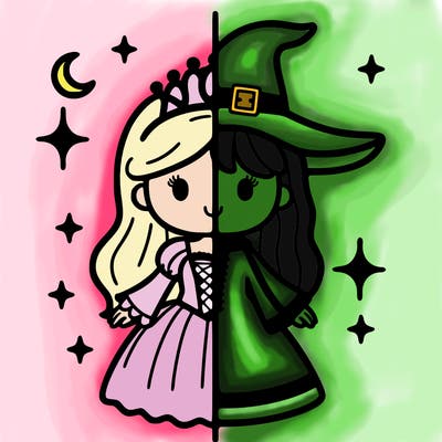 split princess and witch