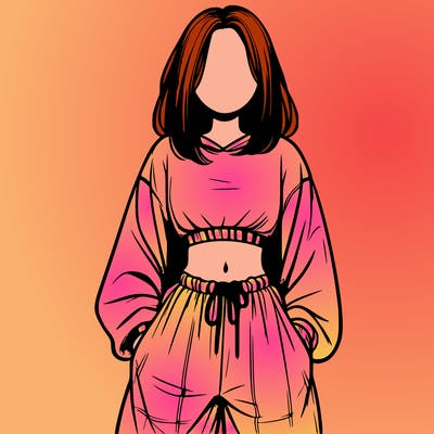 realistic girl faceless with baggy pants and a crop top