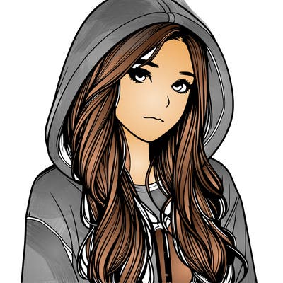realistic girl with hoodie