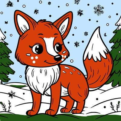 a fox in the snow