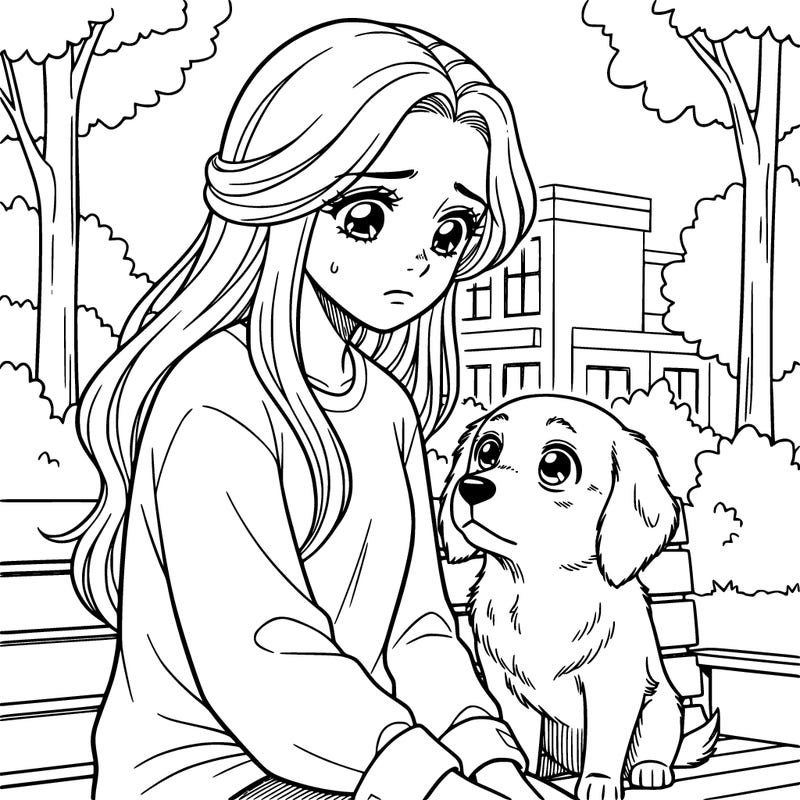 a sad girl with long hair