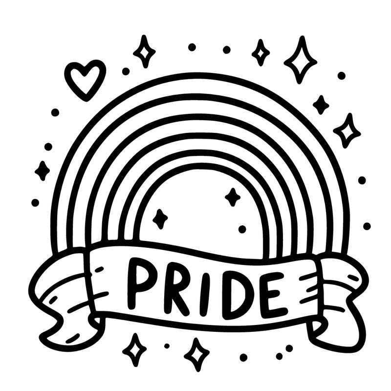 a rainbow that says pride under it