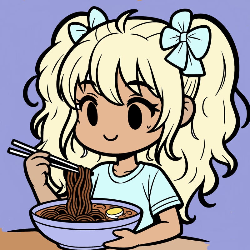 a girl eating ramen