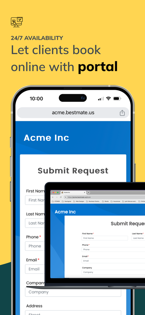 BestMate - Small Business App - Branded online booking portal on mobile and desktop for small business clients