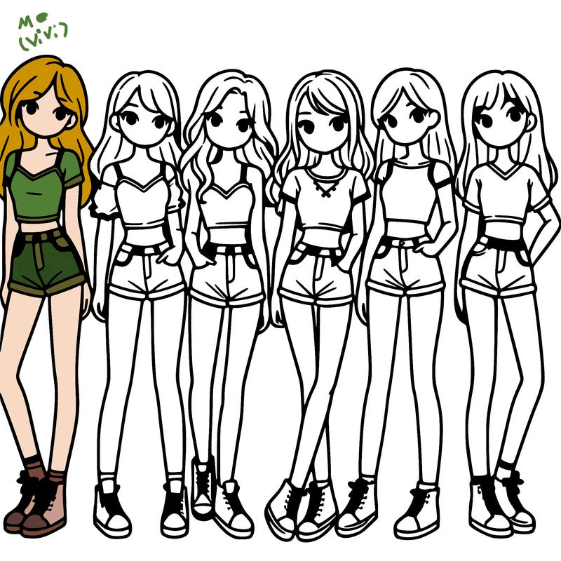 a group of girls wearing crop tops and shorts