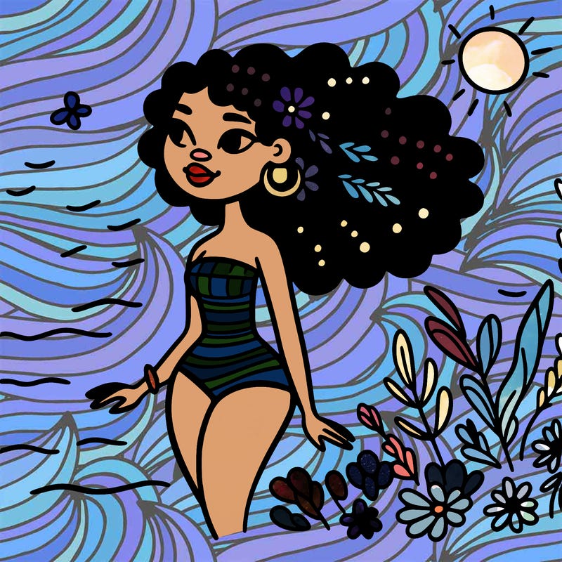 african woman in a swimsuit