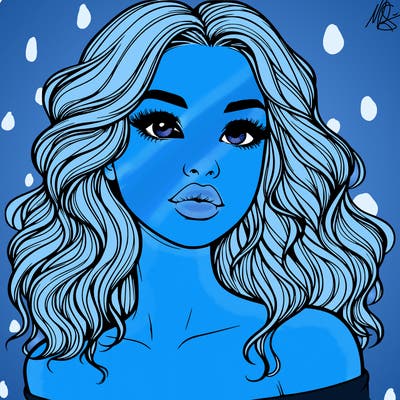 realistic girl with wavy hair and lips