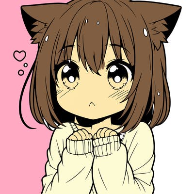shy anime catgirl