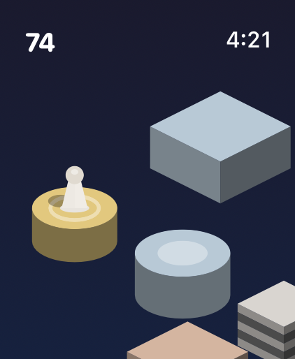 Jump! for Watch - Minimalist 3D jumping game on Apple Watch with Morandi colored geometric platforms