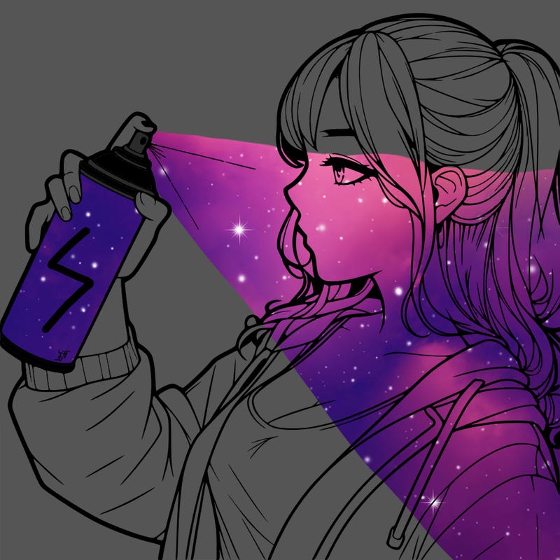 a realistic girl spray, painting