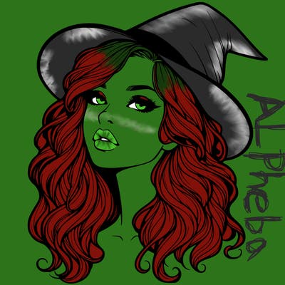realistic witch girl with wavy hair and lips