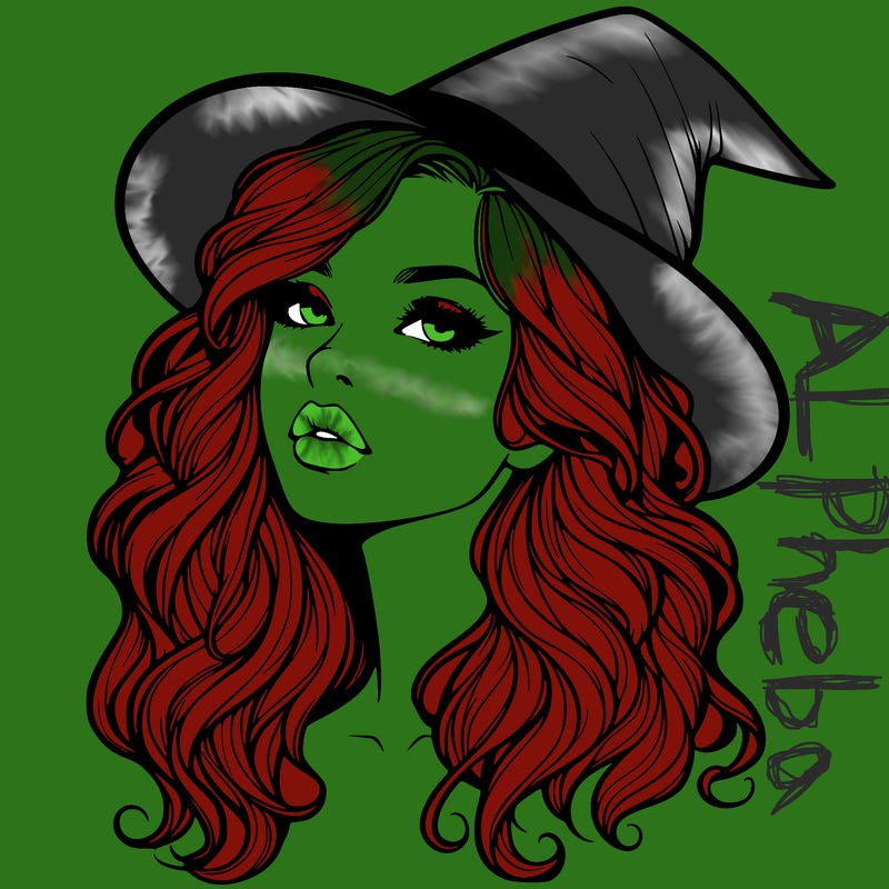 realistic witch girl with wavy hair and lips