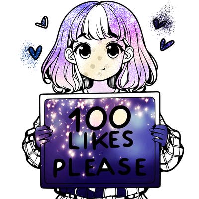 a girl holding a sign saying 100 likes please