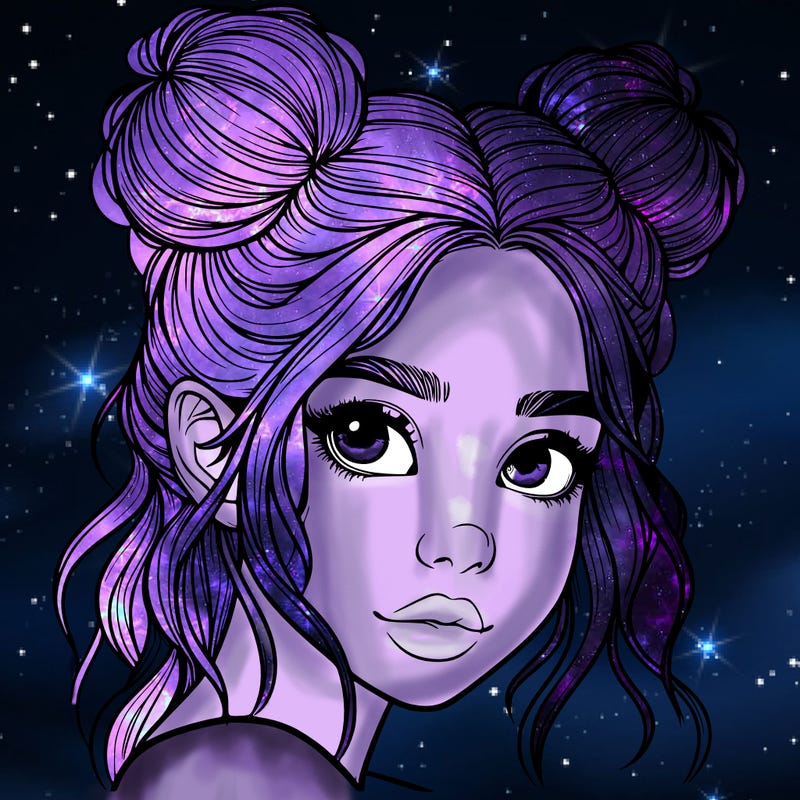 realistic girl with hair buns on her head