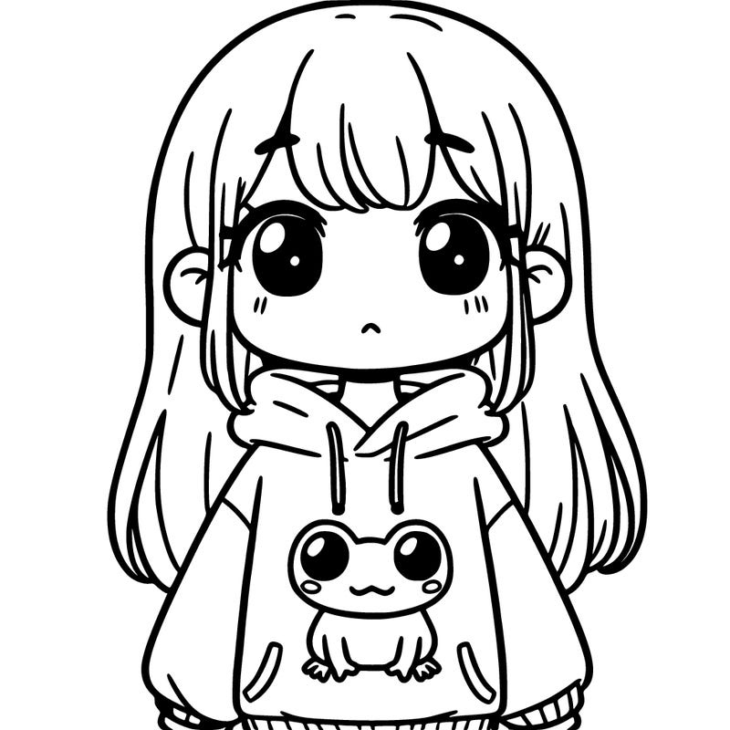girl wearing frog sweatshirt