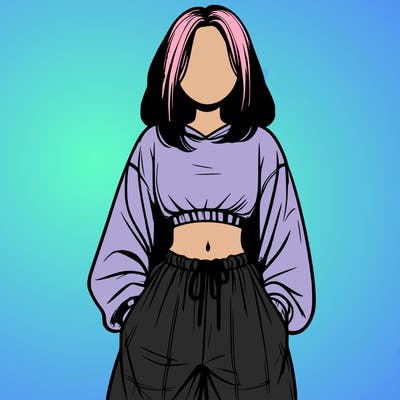 realistic girl faceless with baggy pants and a crop top