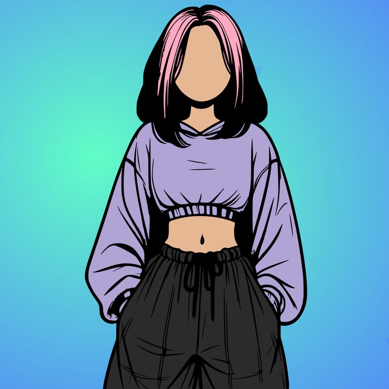 realistic girl faceless with baggy pants and a crop top
