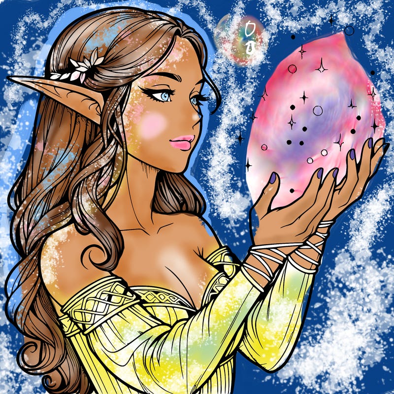 realistic elf girl doing magic