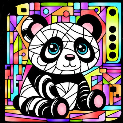 panda painting a large picasso painting