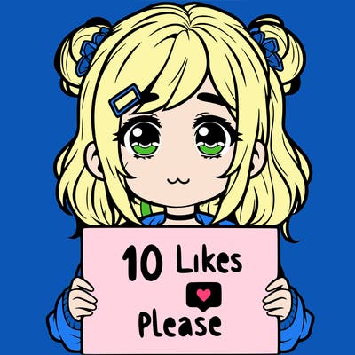 a girl with a sign saying 10 likes please