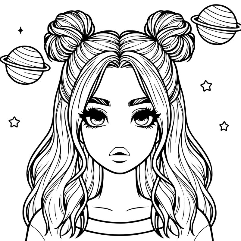 realistic girl with space buns