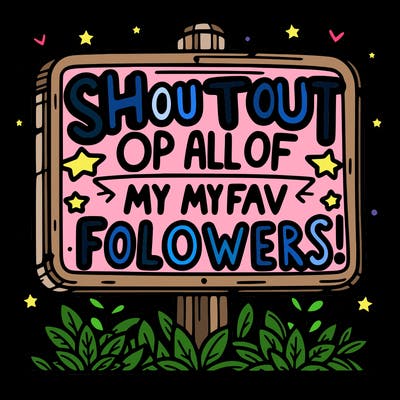 a sign saying shoutout to  all of my fav followers!