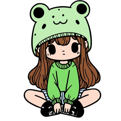a girl wearing a frog hat and some frog socks