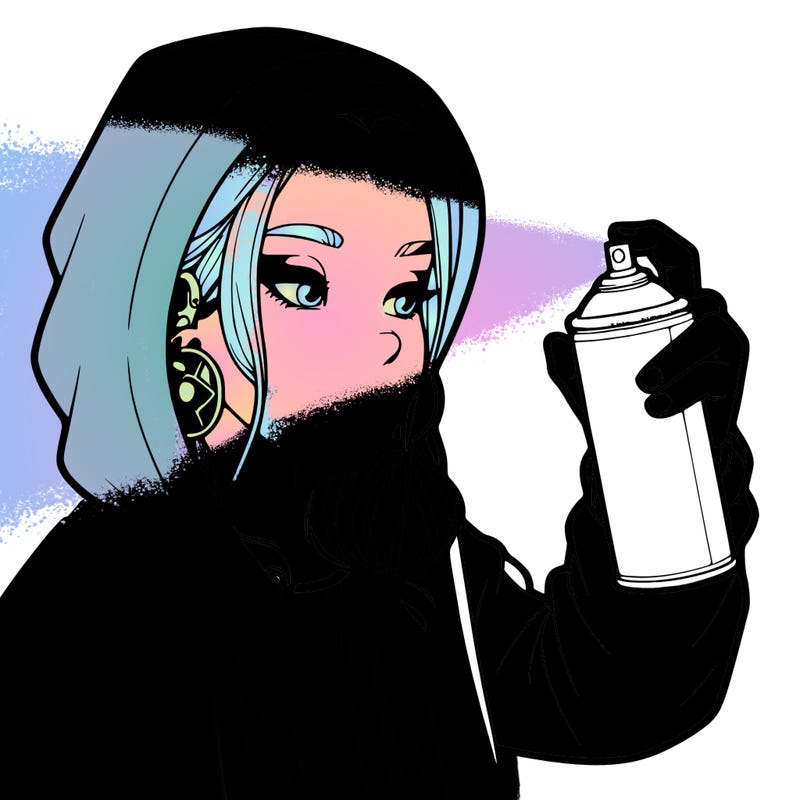 a realistic girl, spray painting