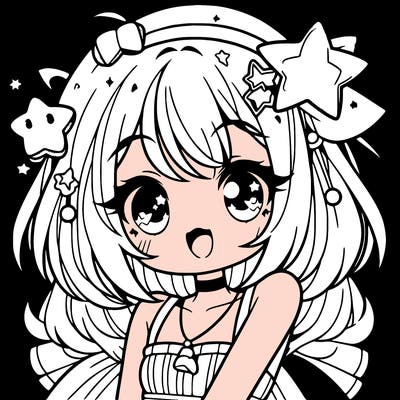 cute anime girl with star accessories