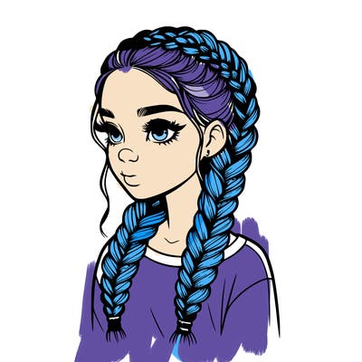 realistic girl with braids